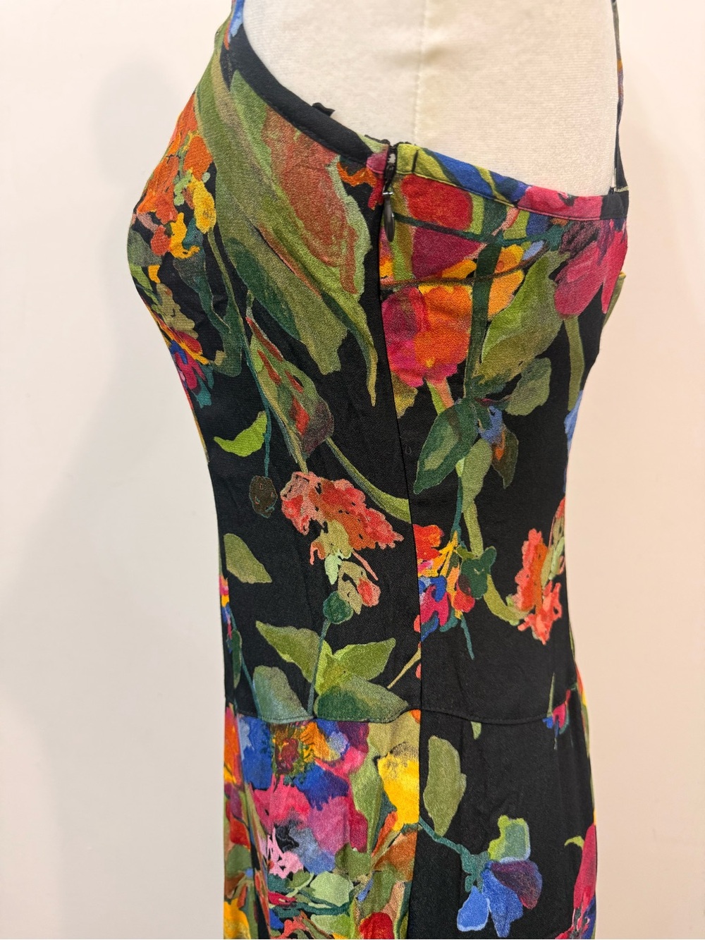 Carole Little Vintage 90's Multicolor Floral X-Back Design Midi Dress Size 4 - Picture 8 of 10
